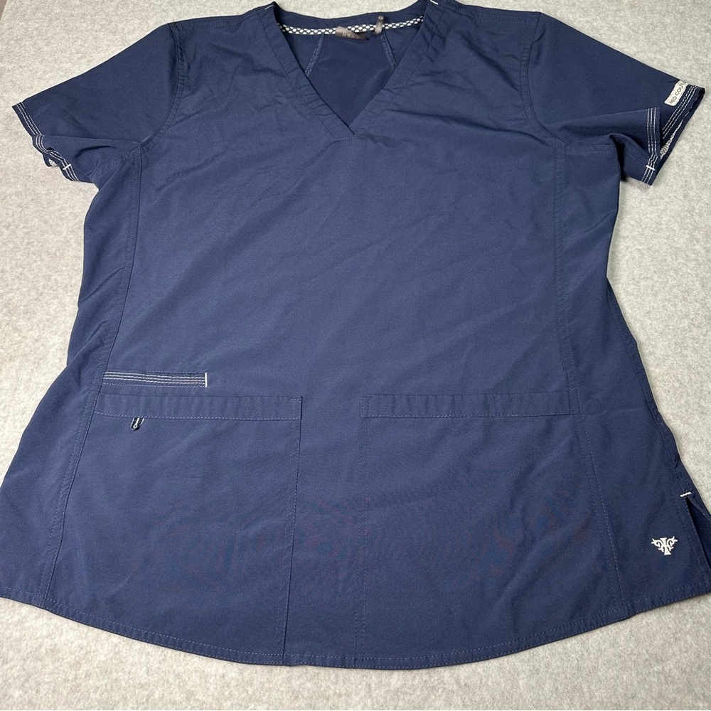 Med Couture Women's L Deep Blue Short Sleeve Scrub Top